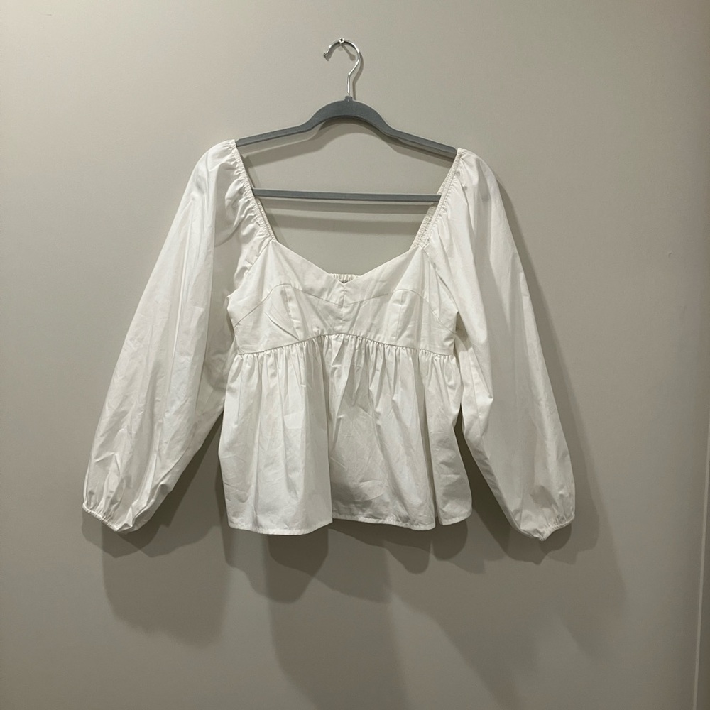 Banana Republic PS White Blouse with Puff Sleeves cottagecore - Picture 3 of 3